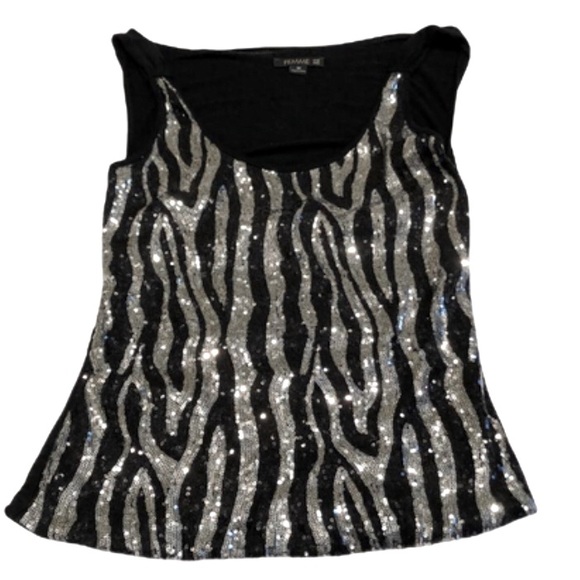 Femme Tops - Femme de Carriere Sequined Tank Top Black Size M